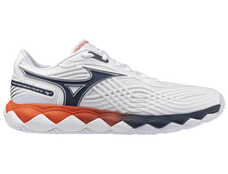 Кроссовки мужские Mizuno Wave Enforce Tour 2 (Белый/Синий/Оранжевый)