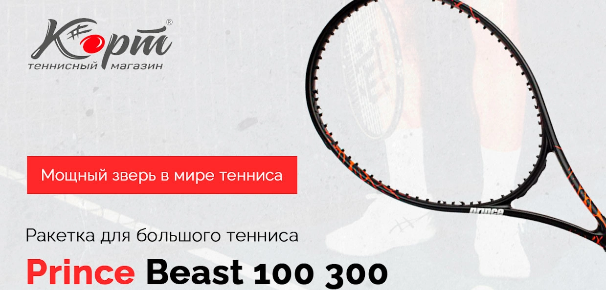 Обзор Prince Beast 100 300, ракетка для большого тенниса