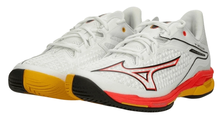 Кроссовки мужские Mizuno Wave Exceed Tour 6 (White/Fiery Coral 2/Citrus) на сайте kortmag.ru