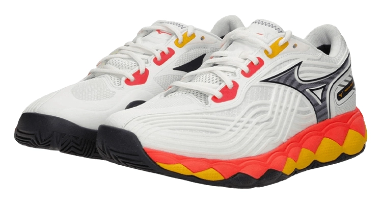 Кроссовки мужские Mizuno Wave Enforce Tour 2 (White/Baritone Blue/Fiery Coral) на сайте kortmag.ru