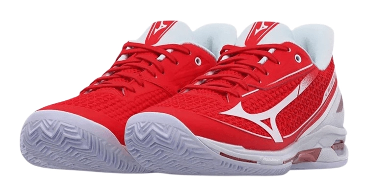 Кроссовки мужские Mizuno Wave Exceed Tour 7 Грунтовые (Огненно-Красный/Белый/Томат) на сайте kortmag.ru