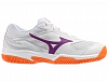 Кроссовки женские Mizuno Breakshot 5 Грунтовые (Белый/Георгин/Оранжевый) Фото 1